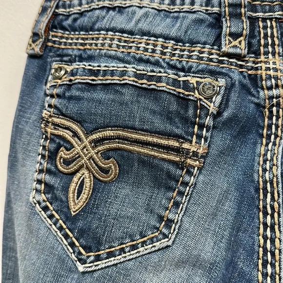 Rock Revival Cameron Easy Straight Leg Embroidered Denim Blue Jeans Womens 28 - Picture 7 of 14